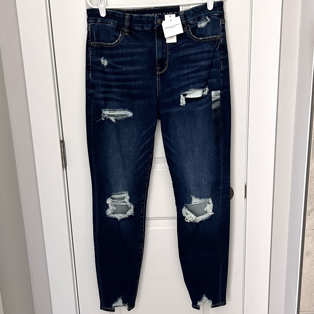 American Eagle Outfitters Dark Blue Distressed Jeggings